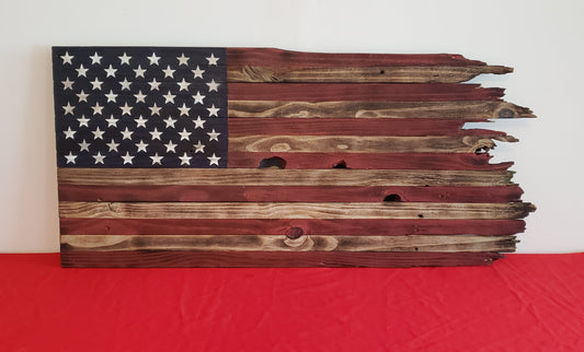 Jagged Edge Wooden American Flag