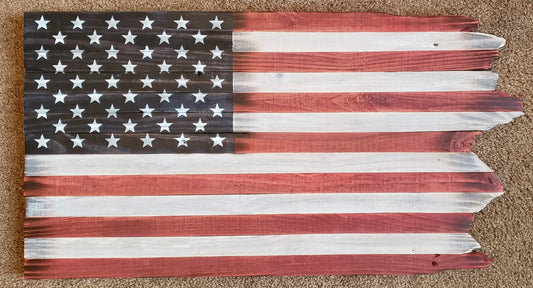 Jagged Edge Wooden American Flag
