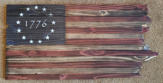 1776 Jagged Edge Wooden American Flag
