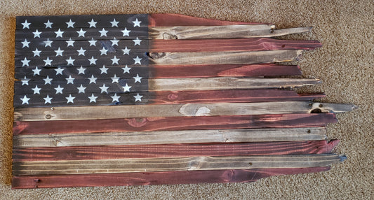 Jagged Edge Wooden American Flag
