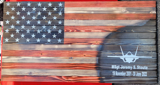 Custom Military Wooden American Flag