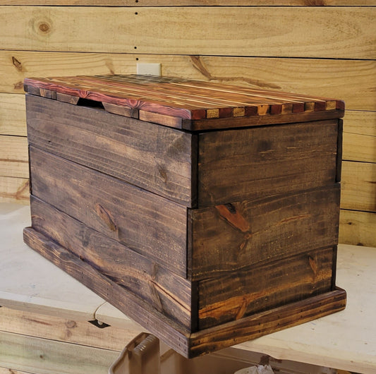 Handmade Wooden American Flag Foot Locker / Chest