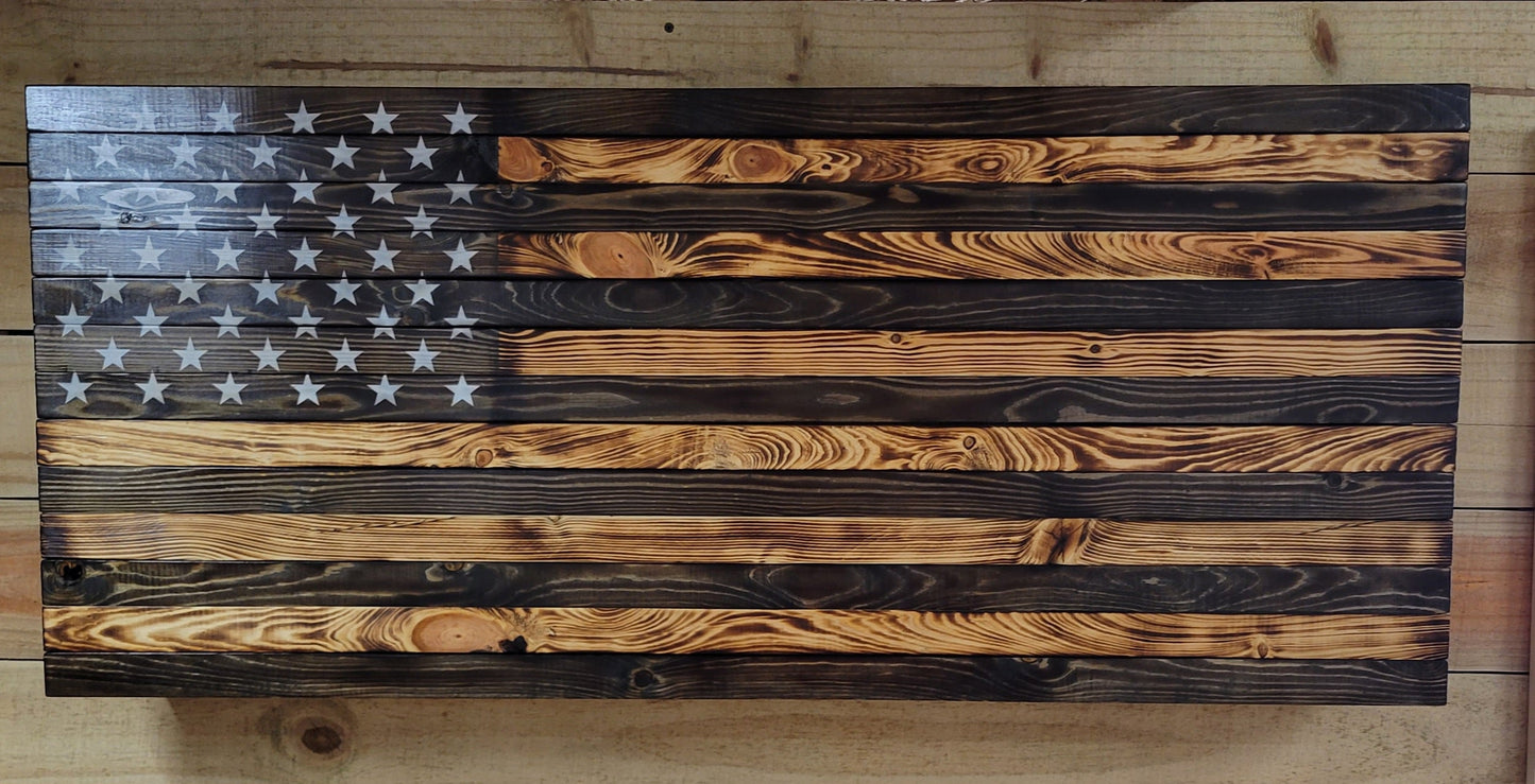 Concealed Cabinet 2 Door Wooden American Flag