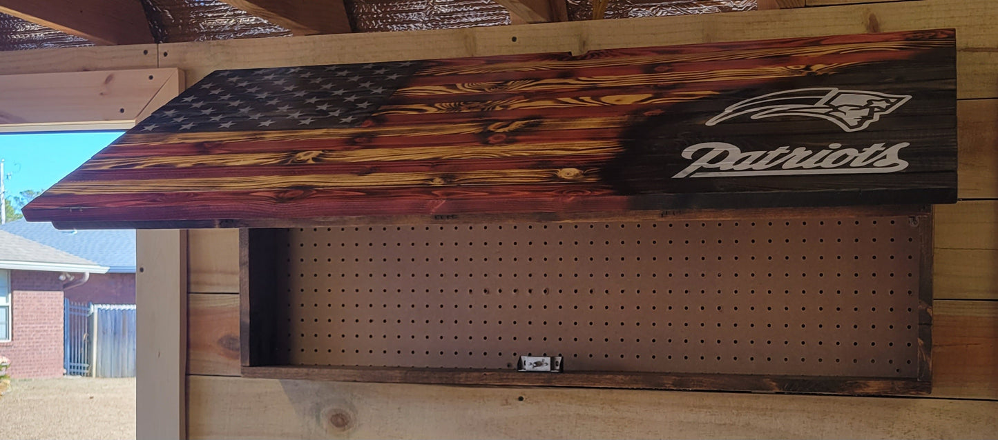 Concealed Cabinet 1 Door Wooden Patriots American Flag