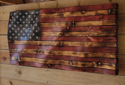 Wavy American Wooden Flag