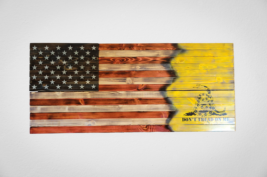"DON'T TREAD ON ME" Wooden American Flag