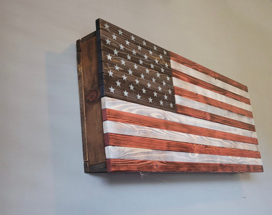 Concealed Cabinet 3 Door Wooden American Flag