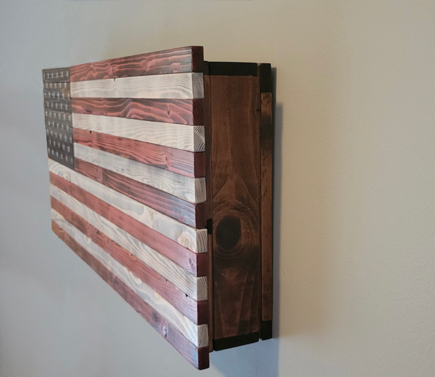 Concealed Cabinet 3 Door Wooden American Flag