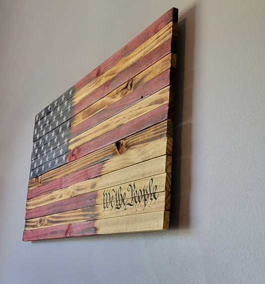 "We The People" Wooden American Flag