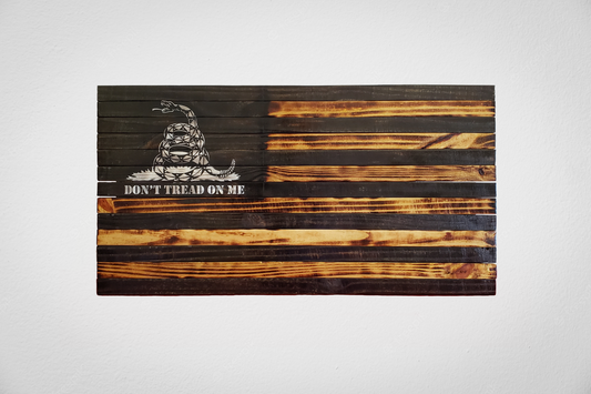 "DON'T TREAD ON ME" Wooden American Flag
