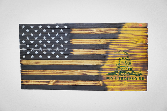 "DON'T TREAD ON ME" Wooden American Flag