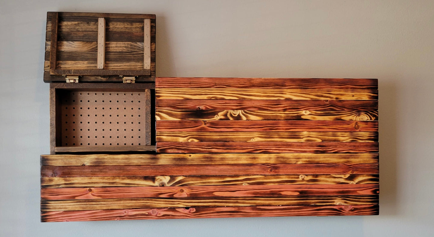 Concealed Cabinet 3 Door Wooden 1776 American Flag
