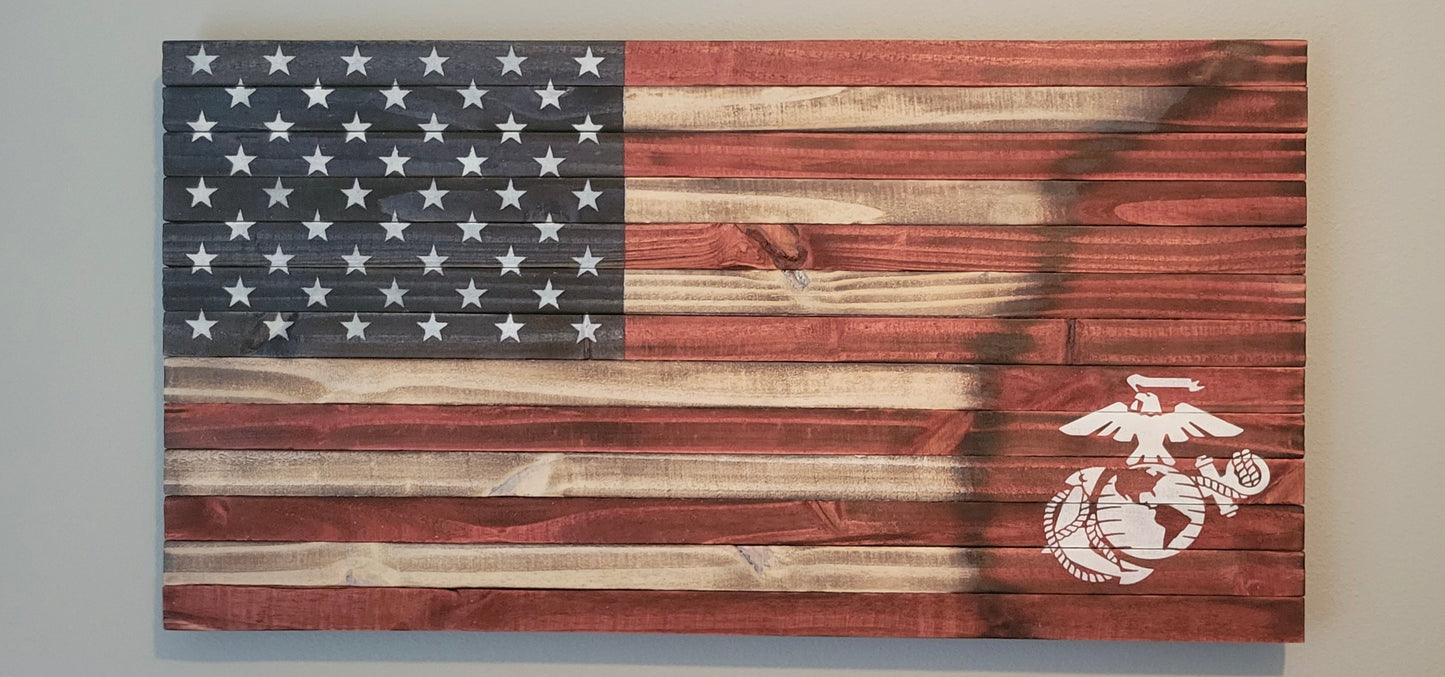 U.S. Marine Wooden American Flag