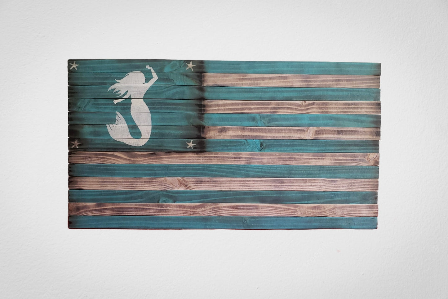 Mermaid Wooden American Flag