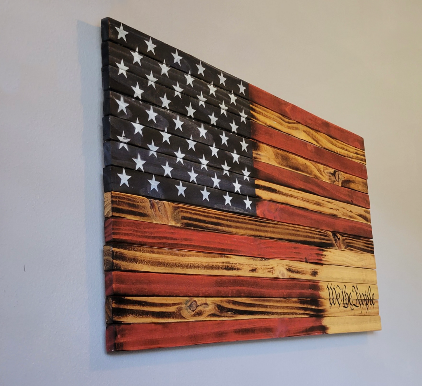 "We The People" Wooden American Flag