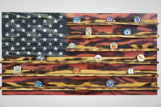 Wooden American Coin Holder Flag