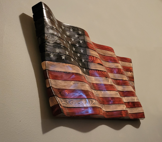 Wavy American Wooden Flag
