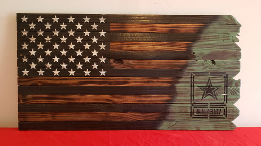 U. S. Army Wooden American Flag with Rough Edge