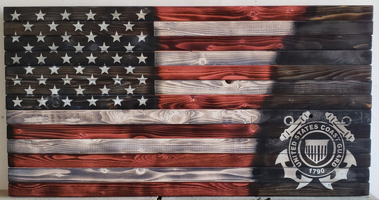 U.S. Coast Guard Wooden American Flag