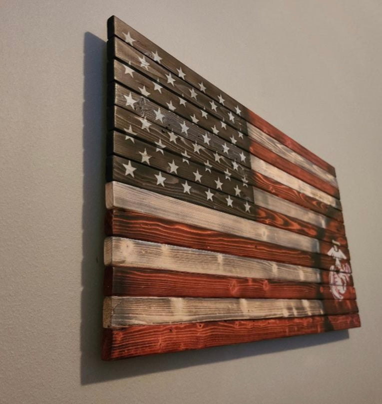 U.S. Marine Wooden American Flag