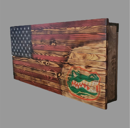 Concealed Cabinet 2 Door Wooden Florida Gators American Flag