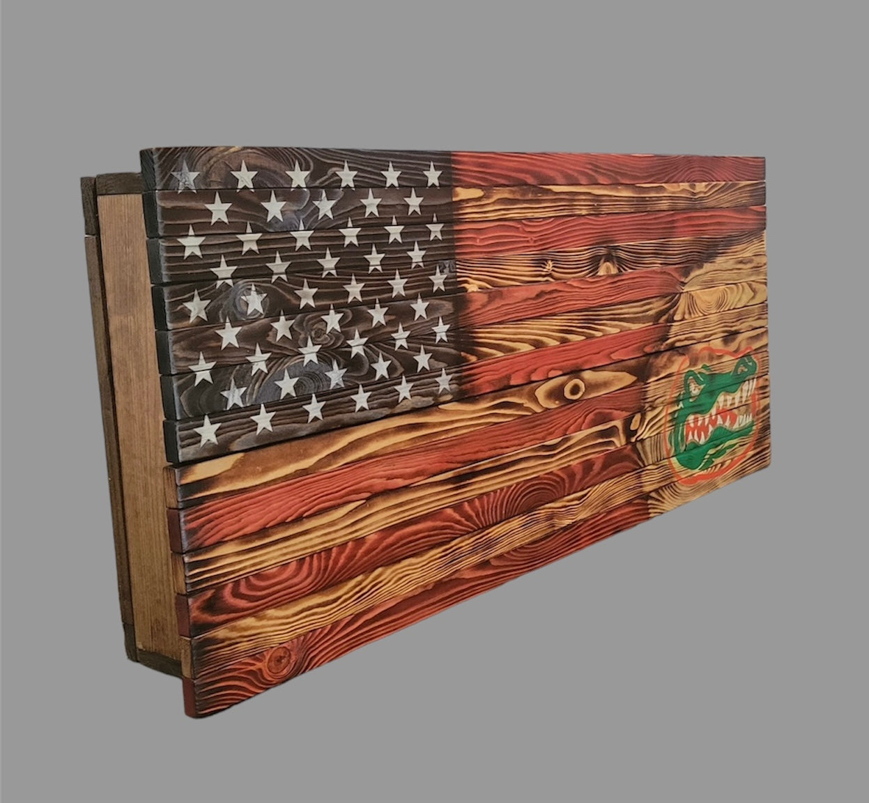 Concealed Cabinet 2 Door Wooden Florida Gators American Flag