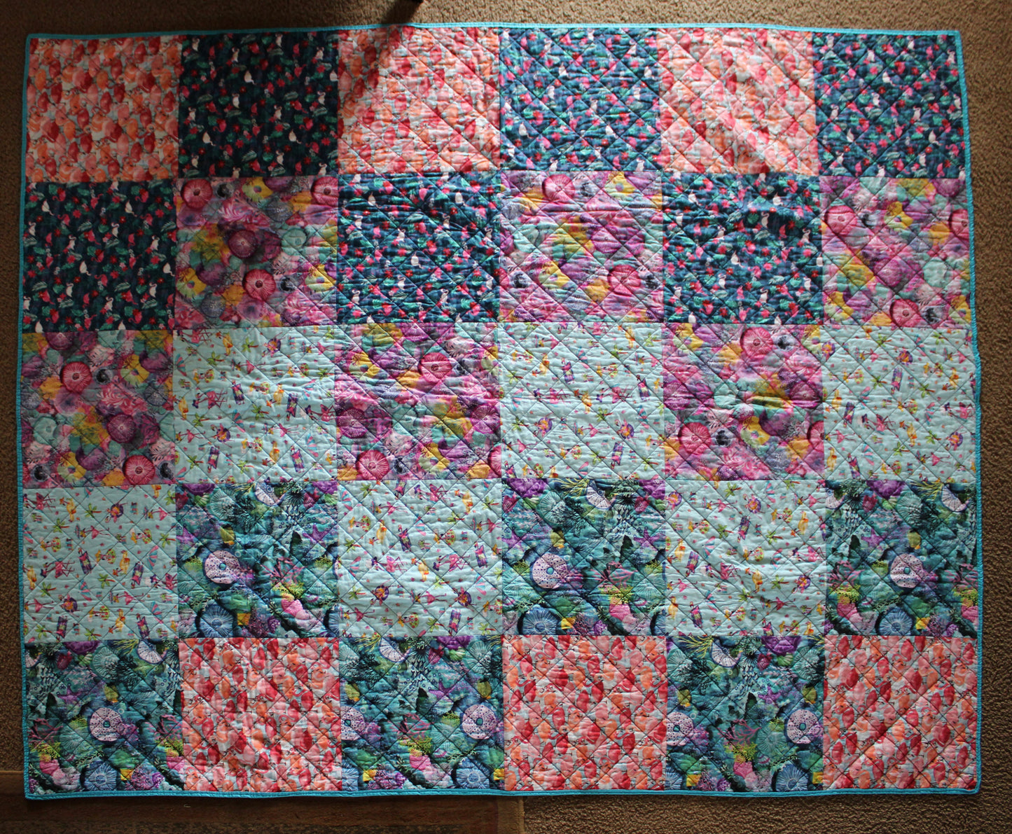 HANDMADE Flamingo and Beach Quilt