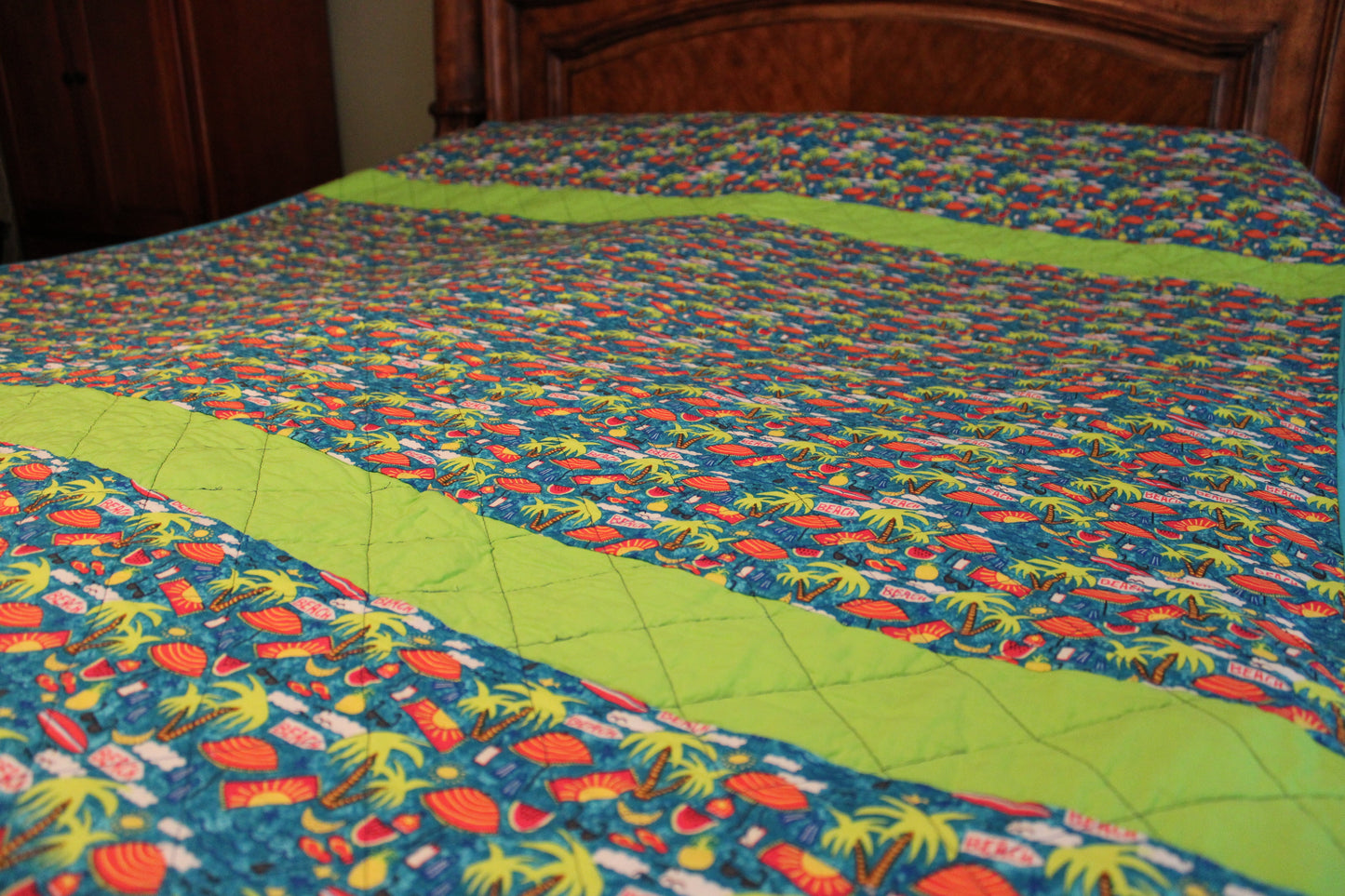 HANDMADE Flamingo and Beach Quilt