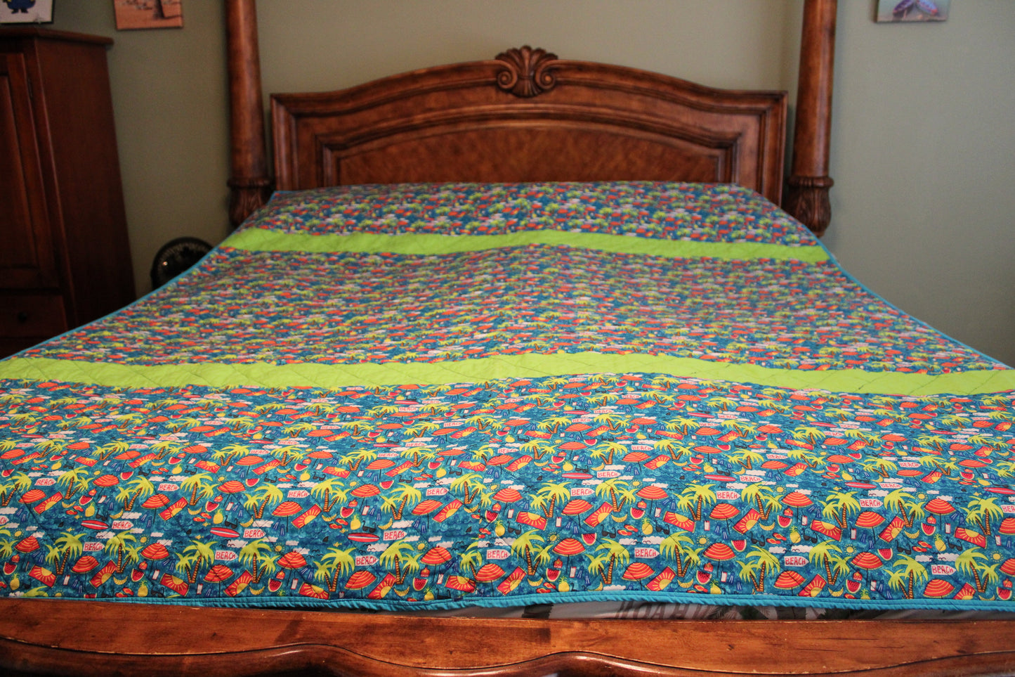 HANDMADE Flamingo and Beach Quilt