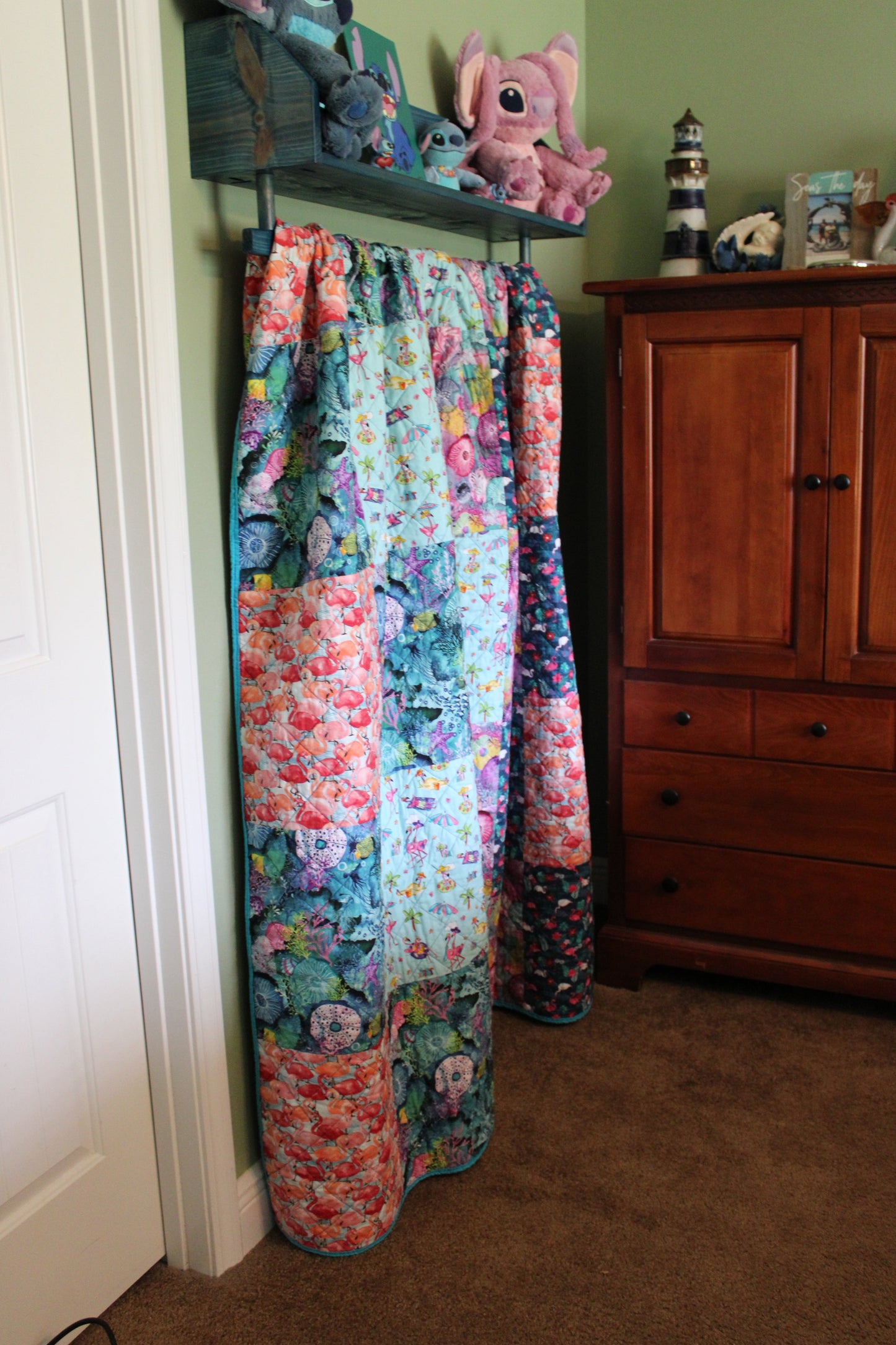 HANDMADE Flamingo and Beach Quilt