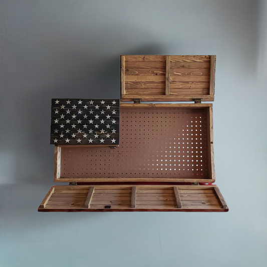 Concealed Cabinet 3 Door Wooden American Flag
