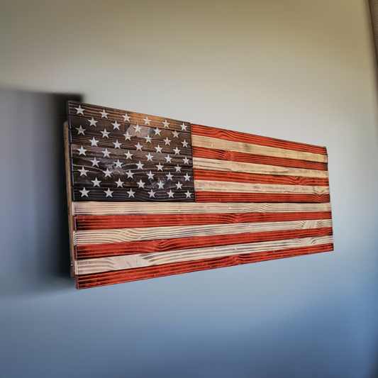 Concealed Cabinet 3 Door Wooden American Flag
