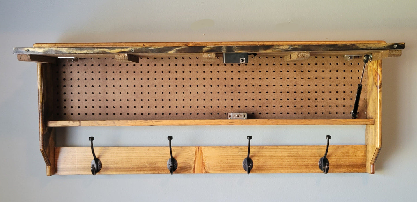 Coat Rack Concealed Cabinet Wooden American Flag