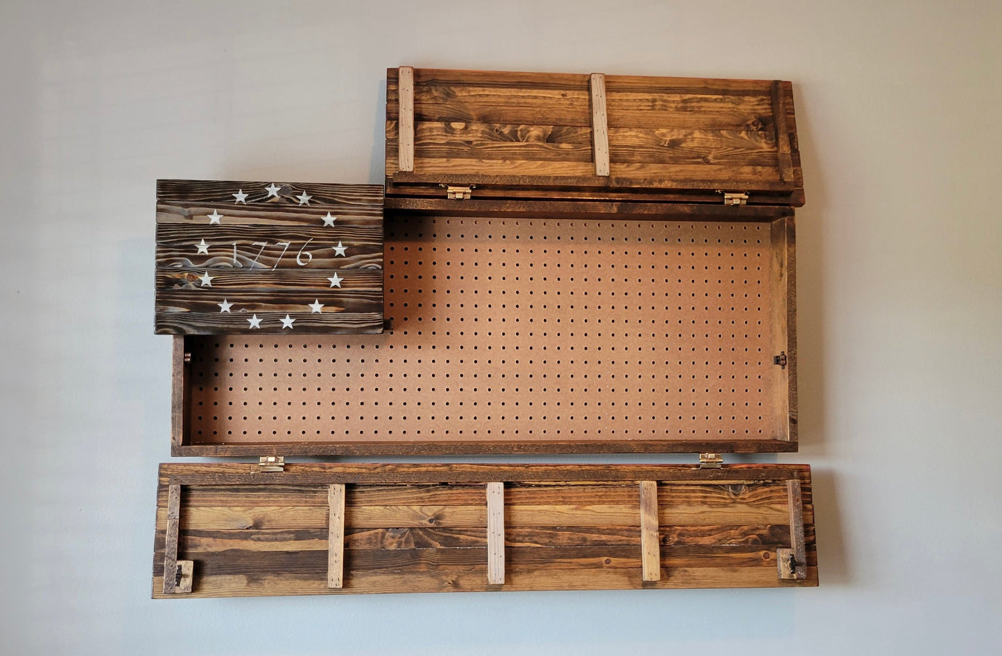 Concealed Cabinet 3 Door Wooden 1776 American Flag