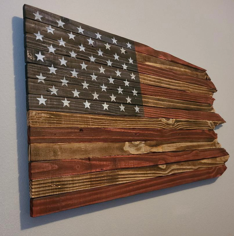 Jagged Edge Wooden American Flag