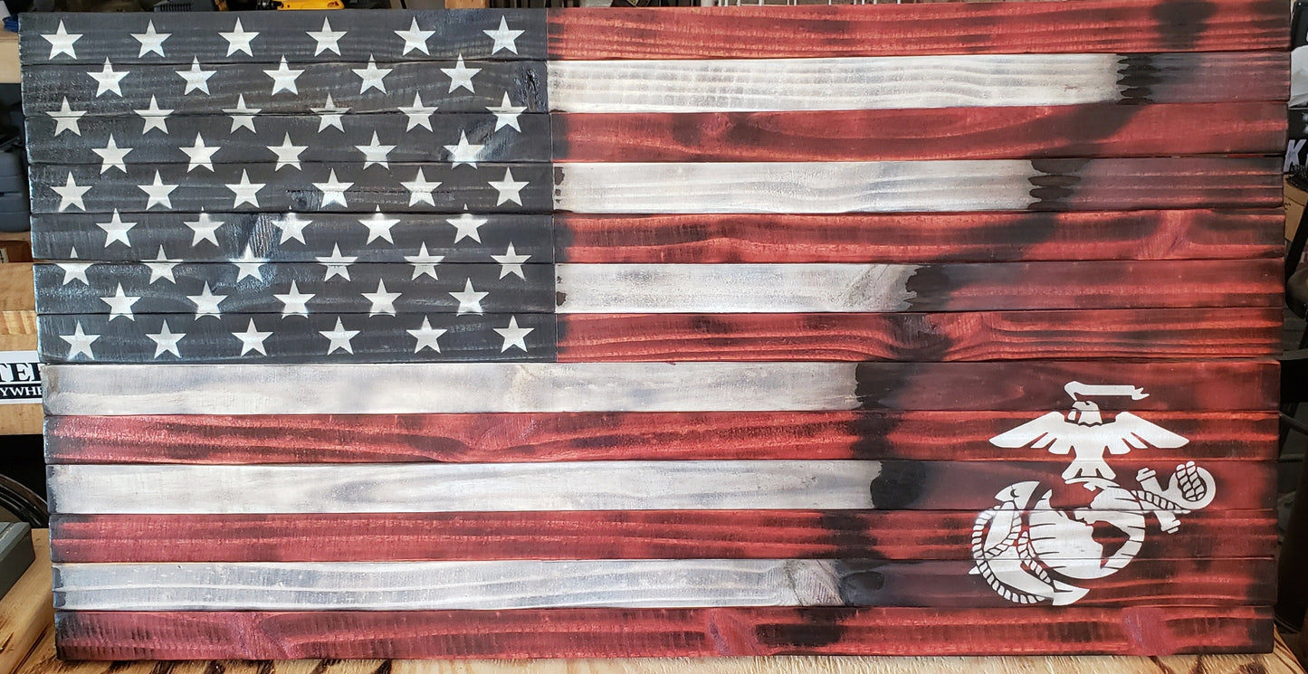 U.S. Marine Wooden American Flag