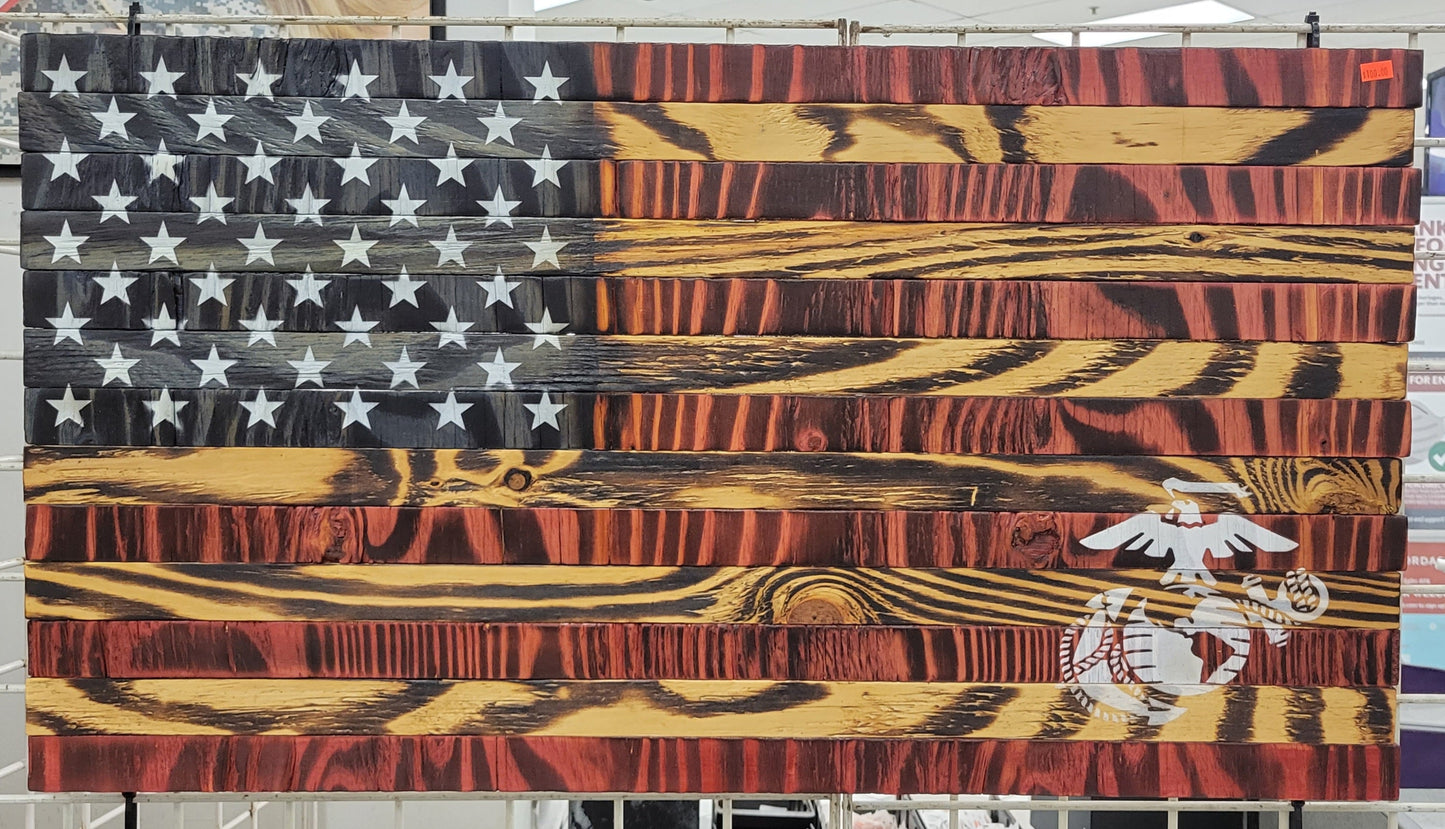 U.S. Marine Wooden American Flag