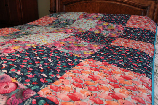 HANDMADE Flamingo and Beach Quilt
