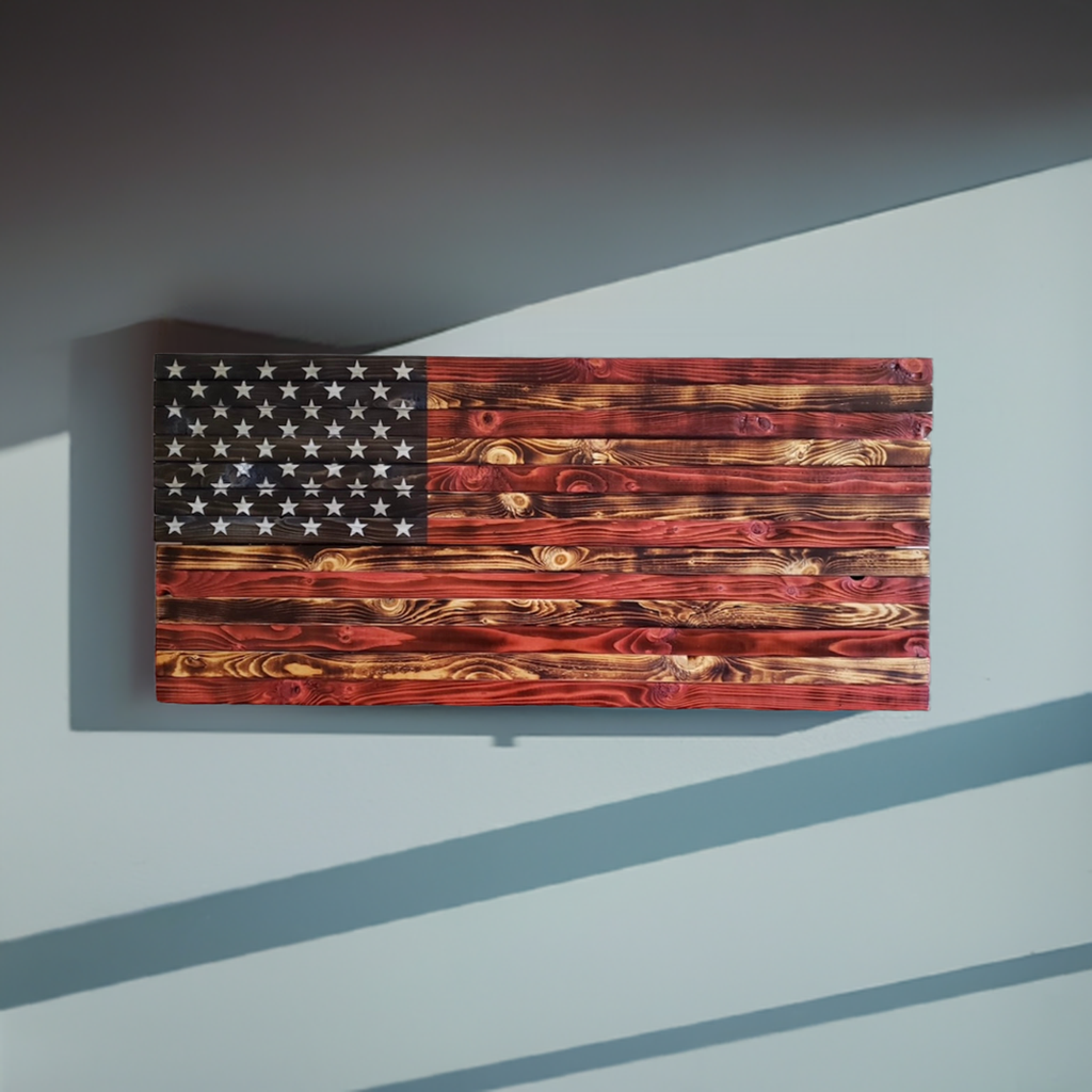Concealed Cabinet 2 Door Wooden American Flag